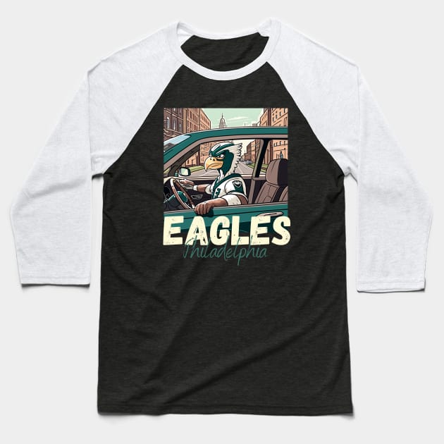 Philadelphia eagles football player graphic design cartoon style beautiful artwork Baseball T-Shirt by Nasromaystro